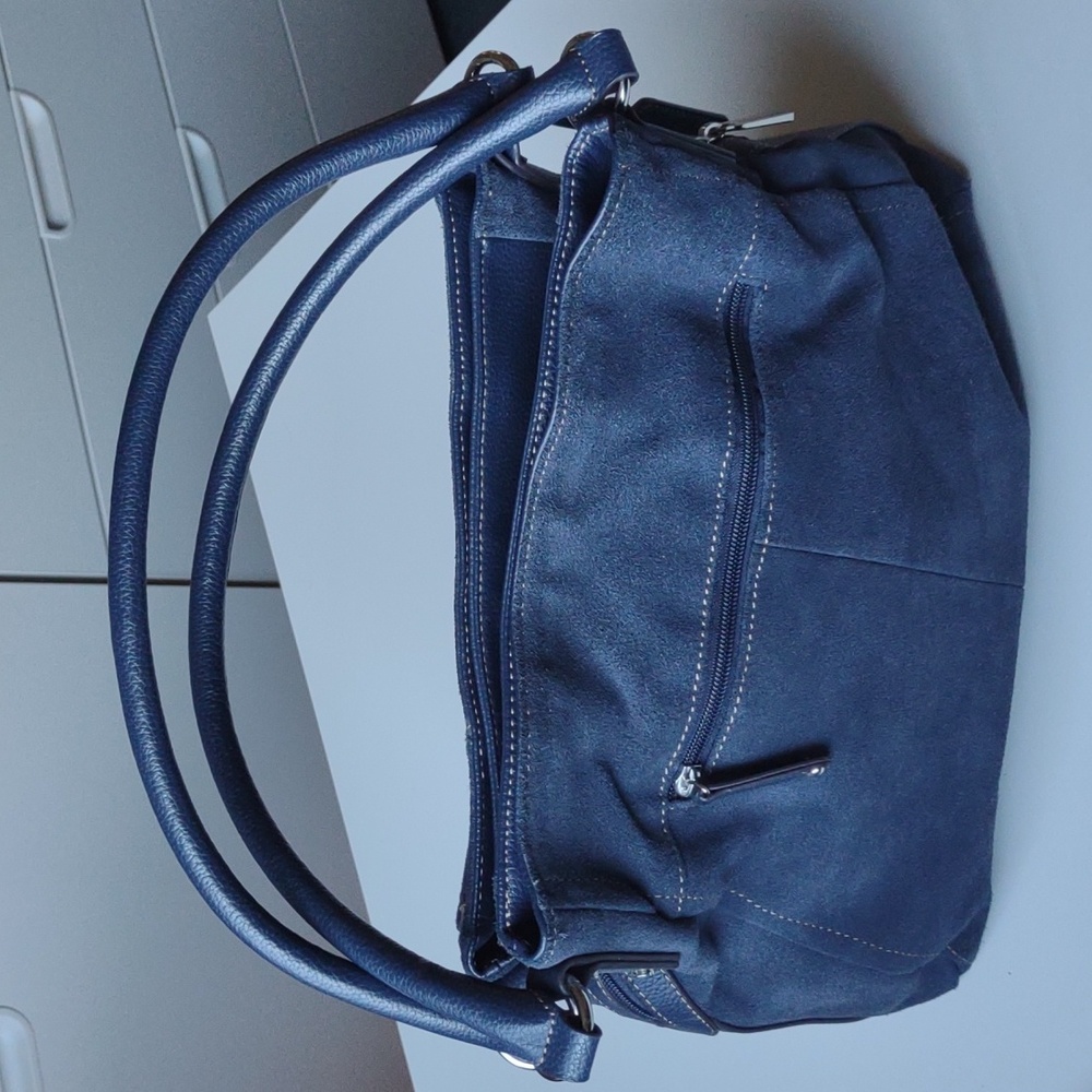 Tignanello Blue Suede Double-handled Satchel